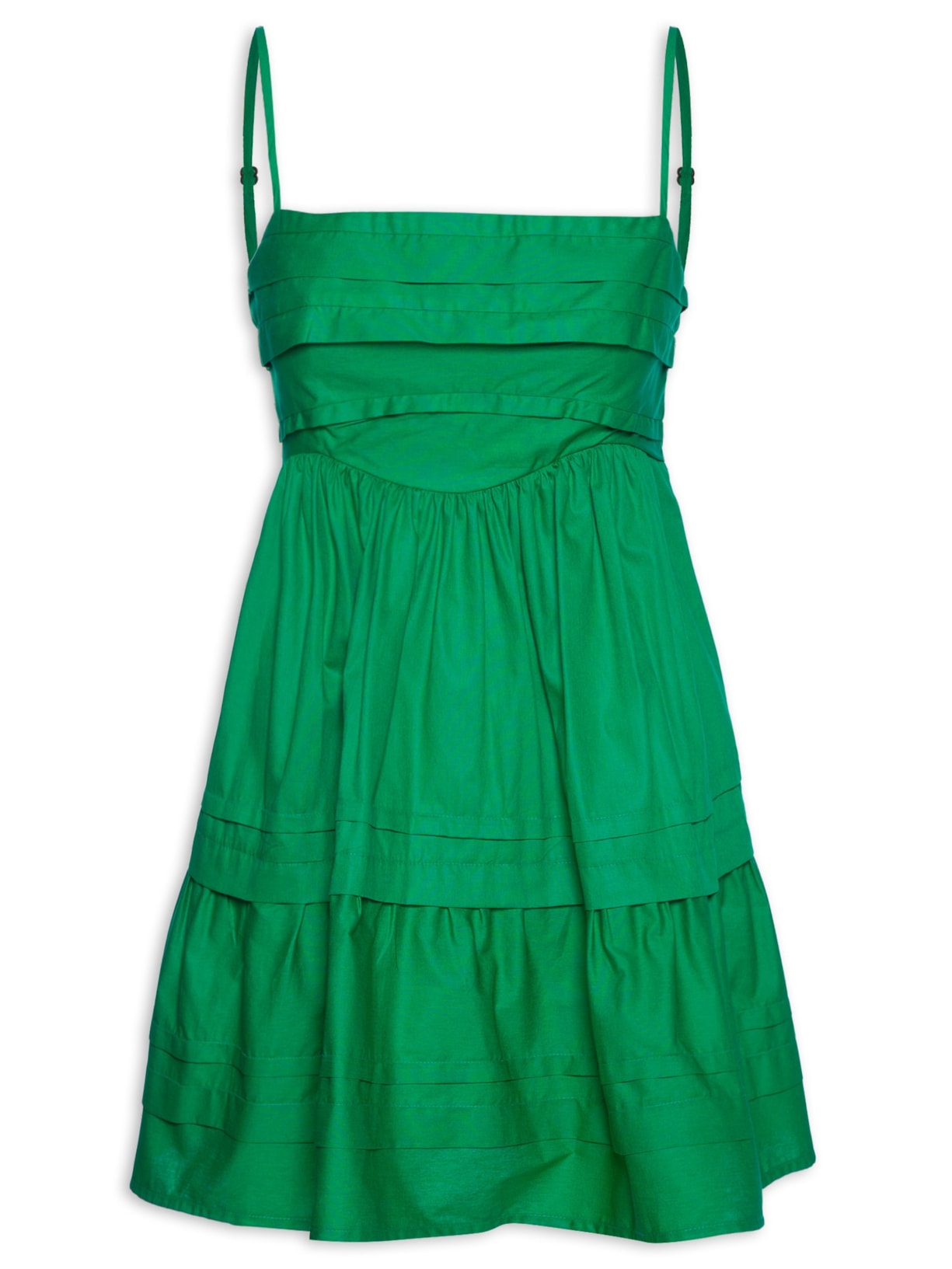 Vestido Curto Pregas - Verde