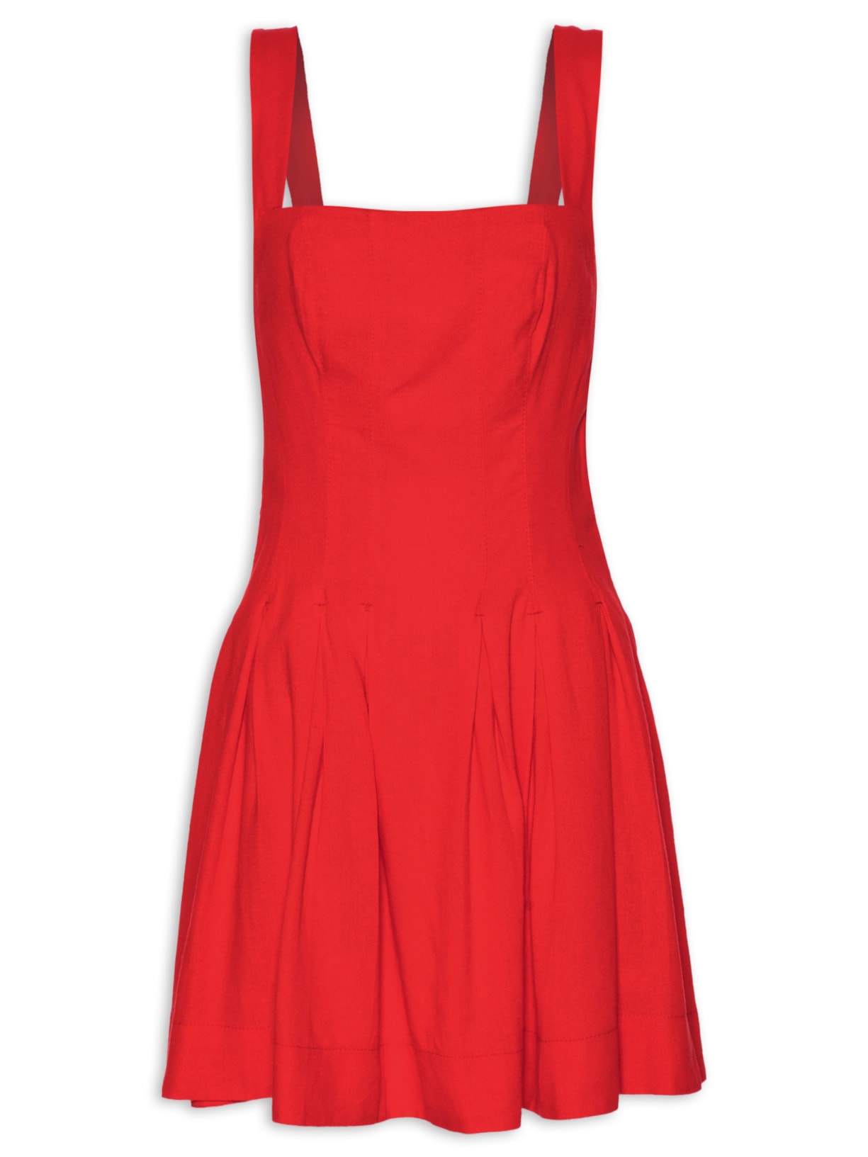 Vestido Curto Pregas - Vermelho