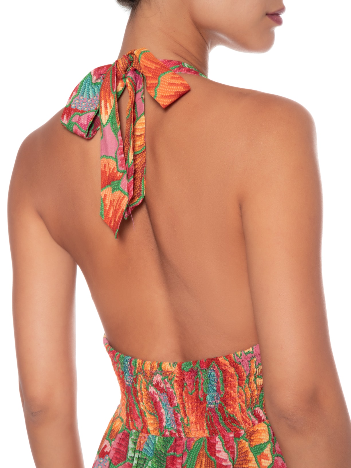 Vestido Curto Primavera Artesanal Laranja Farm