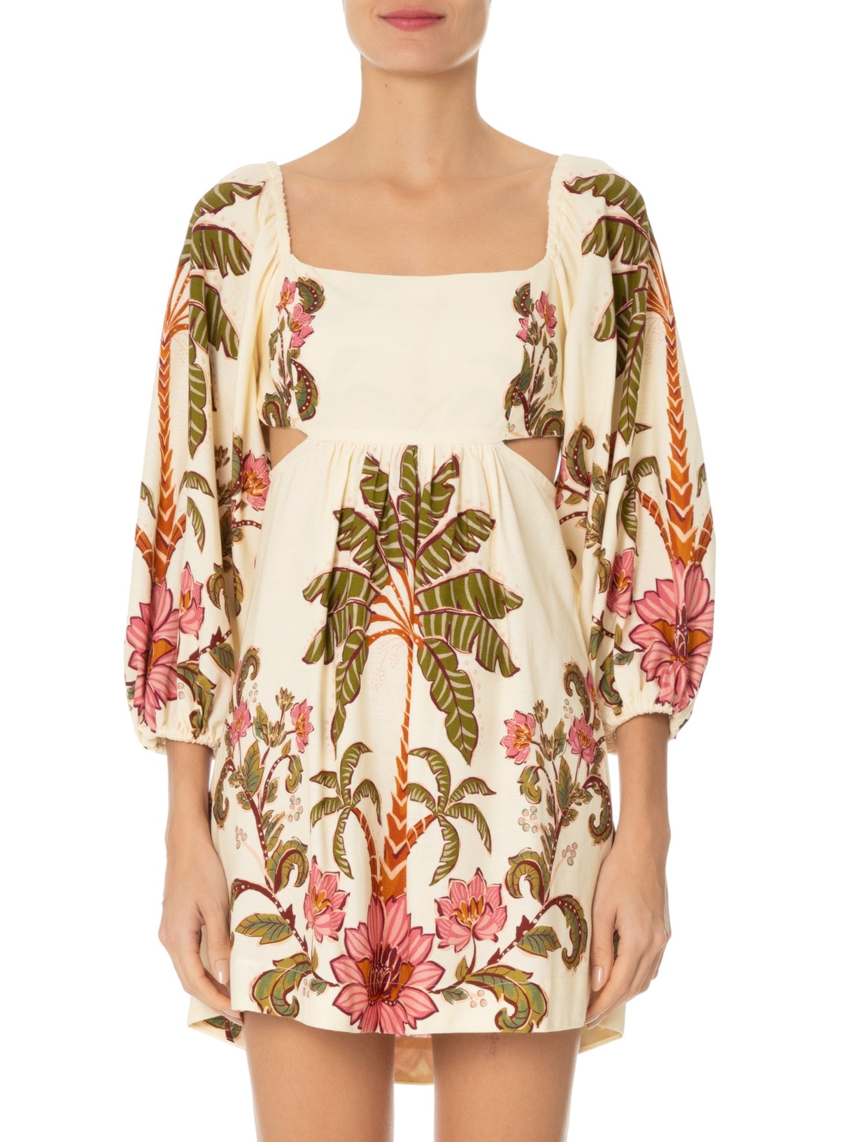 Vestido Curto Ravenala Bege  Farm