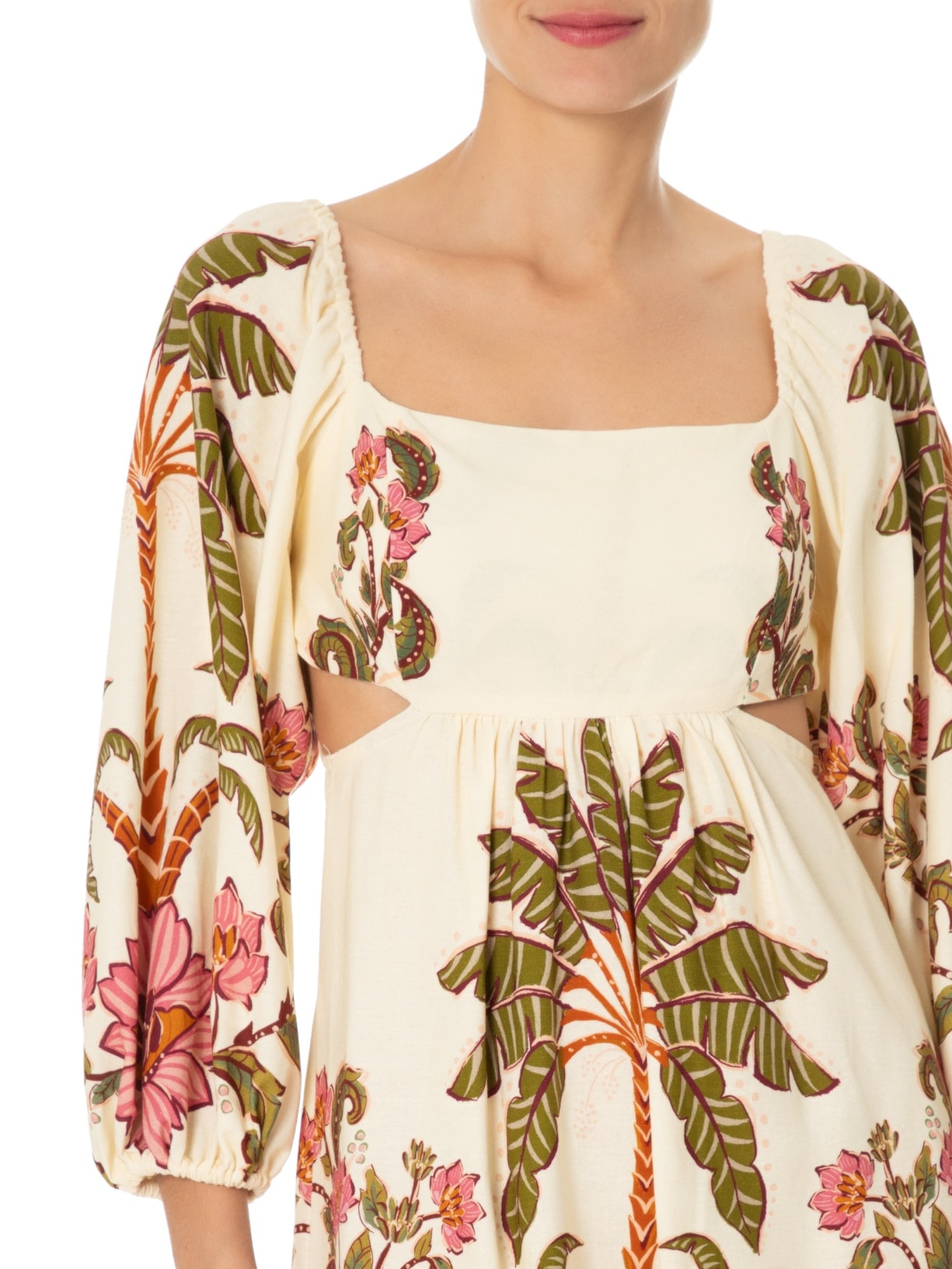 Vestido Curto Ravenala Bege  Farm