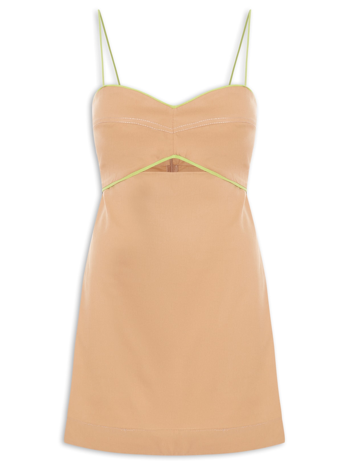 Vestido Curto Recortado - Bege