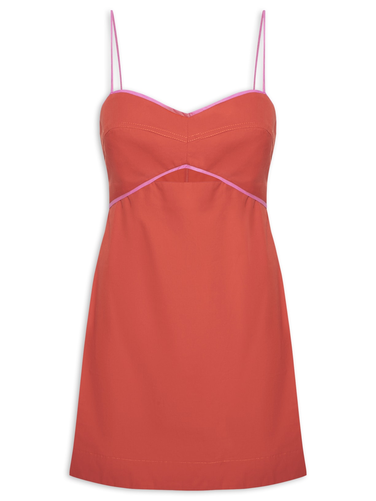 Vestido Curto Recortado - Vermelho