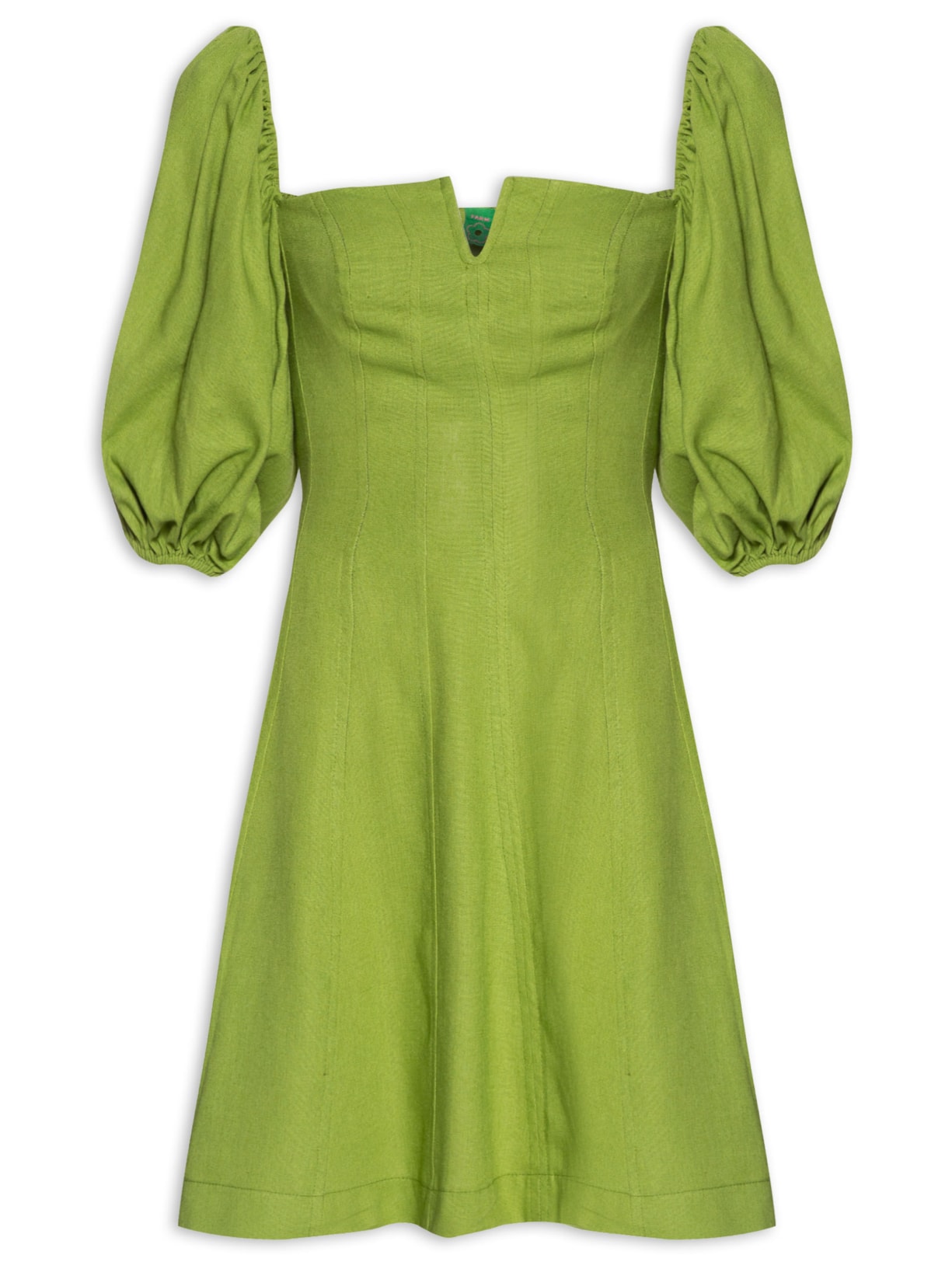 Vestido Curto Recortes Frente - Verde