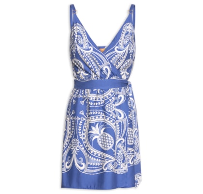 Vestido Curto Renda De Abacaxi - Azul