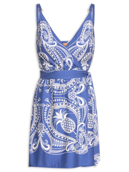 Vestido Curto Renda De Abacaxi - Azul