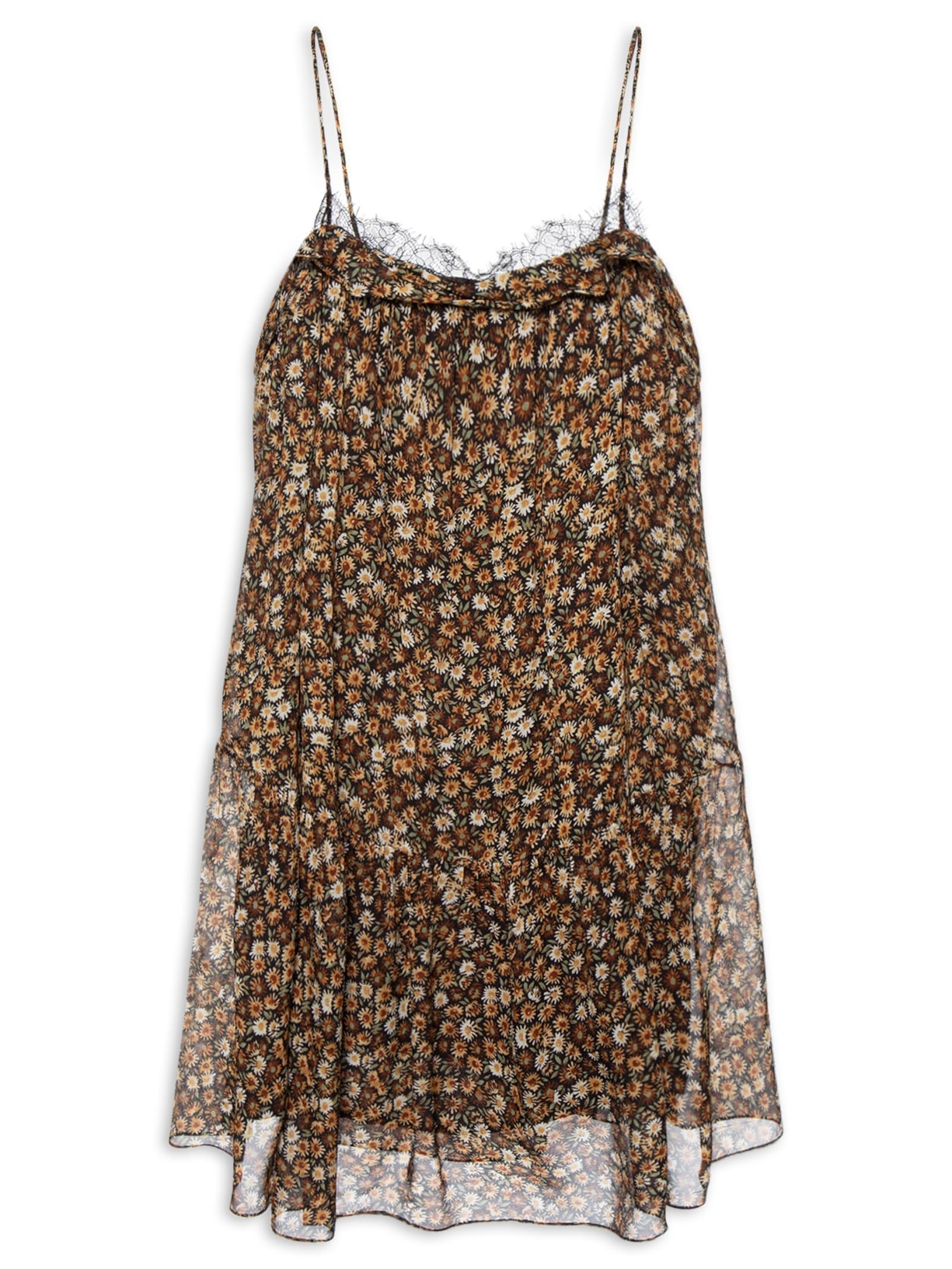 Vestido Curto Renda Liberty Seeds - Marrom