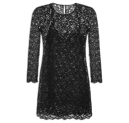 Vestido Curto Renda - Preto