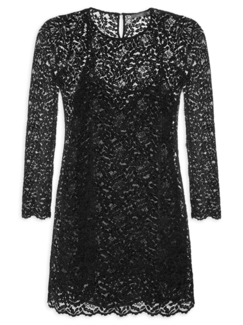 Vestido Curto Renda - Preto