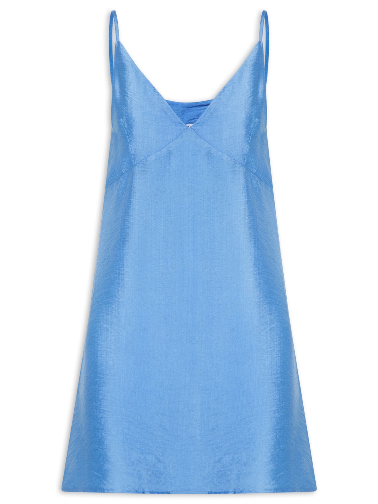 Vestido Curto Reto Decote em V Azul Market 33