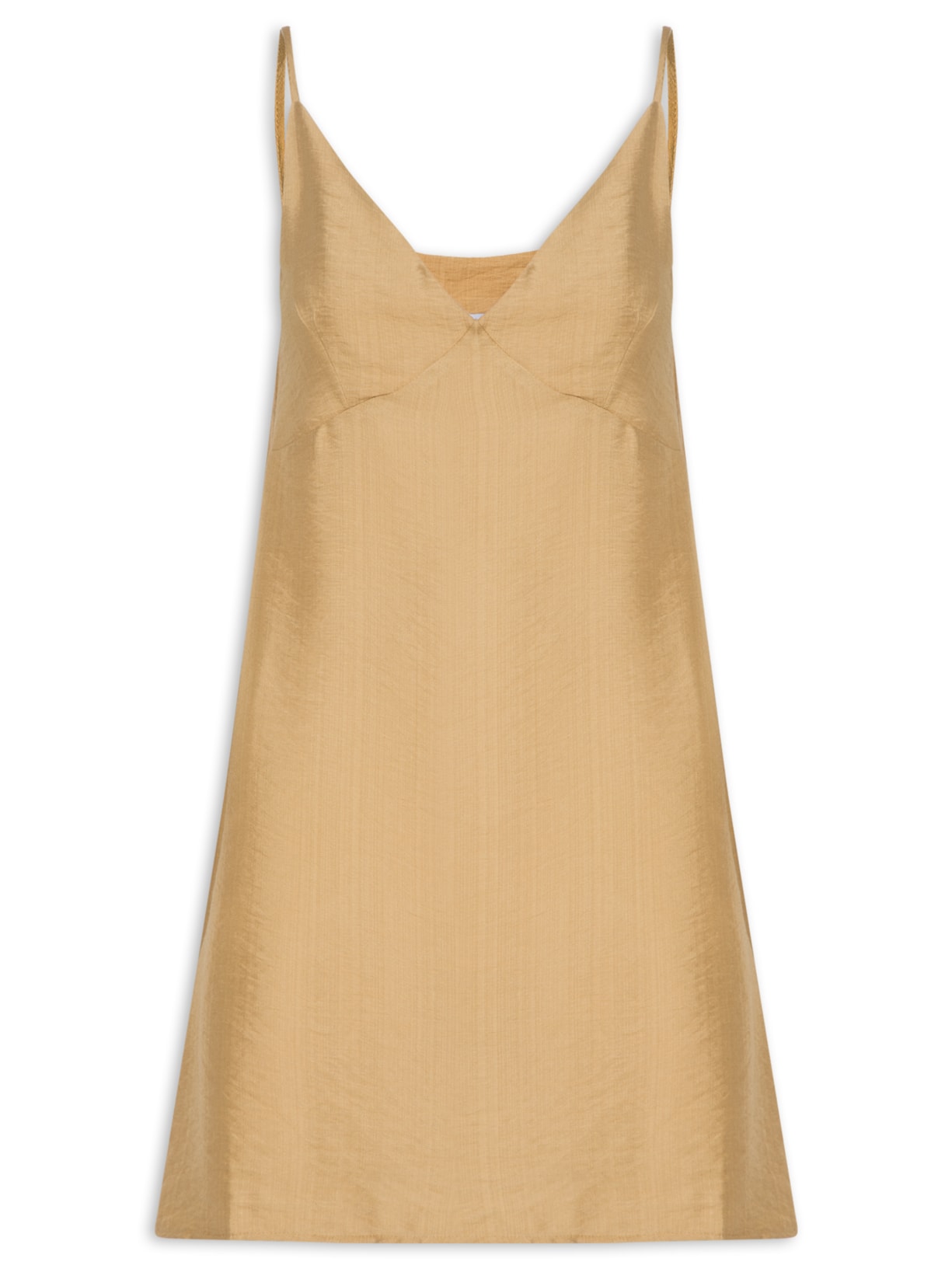 Vestido Curto Reto Decote em V Marrom Market 33
