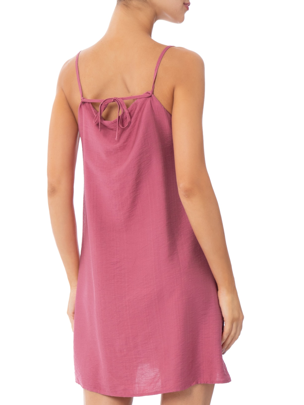 Vestido Curto Reto Decote em V Rosa Market 33