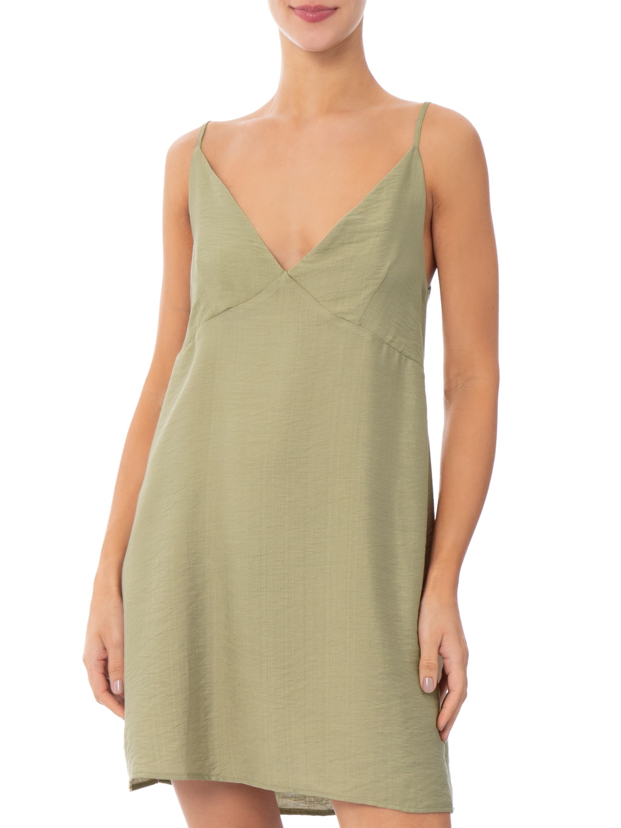 Vestido Curto Reto Decote em V Verde Market 33