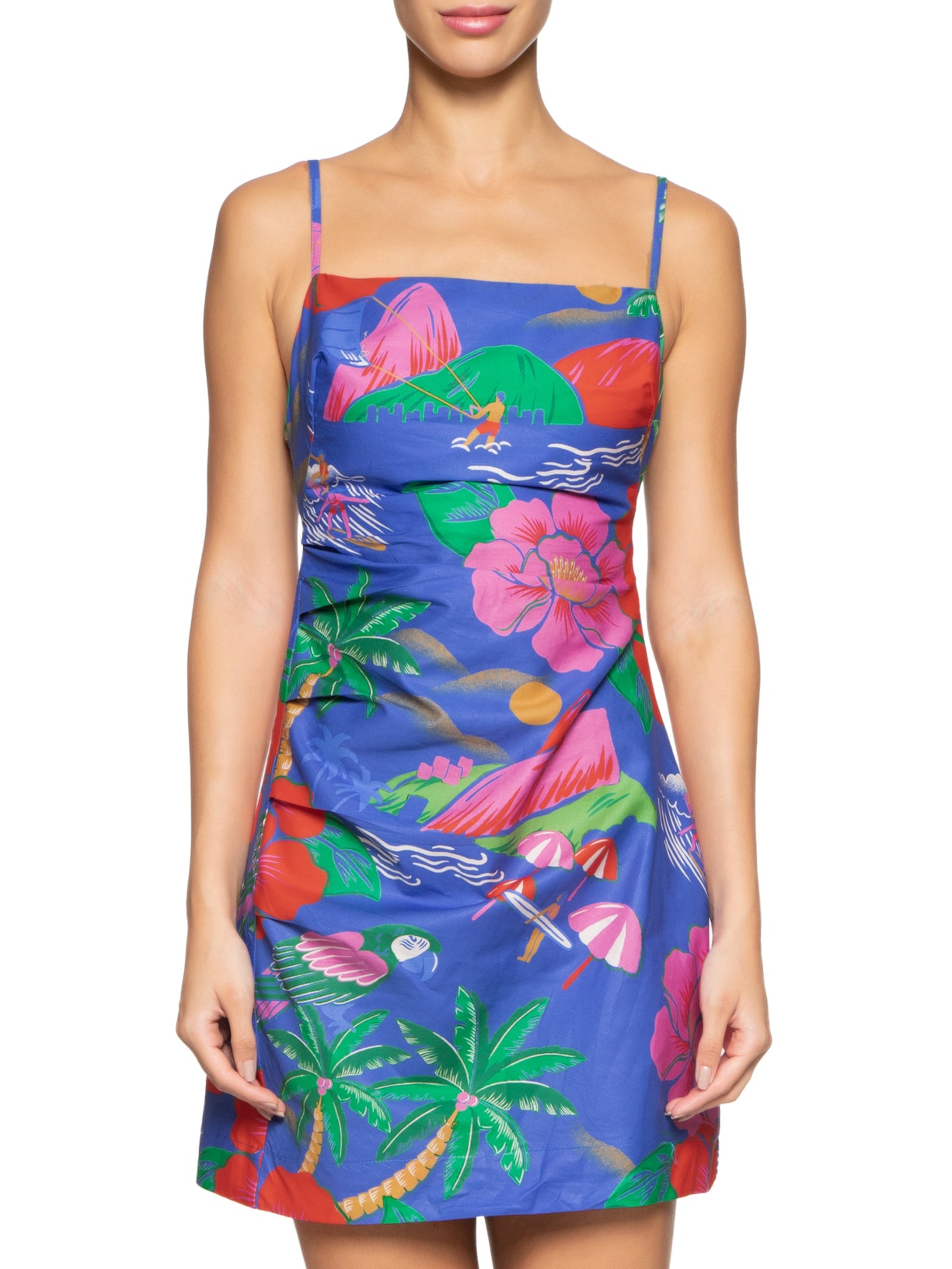 Vestido Curto Rio De Flor Azul Farm