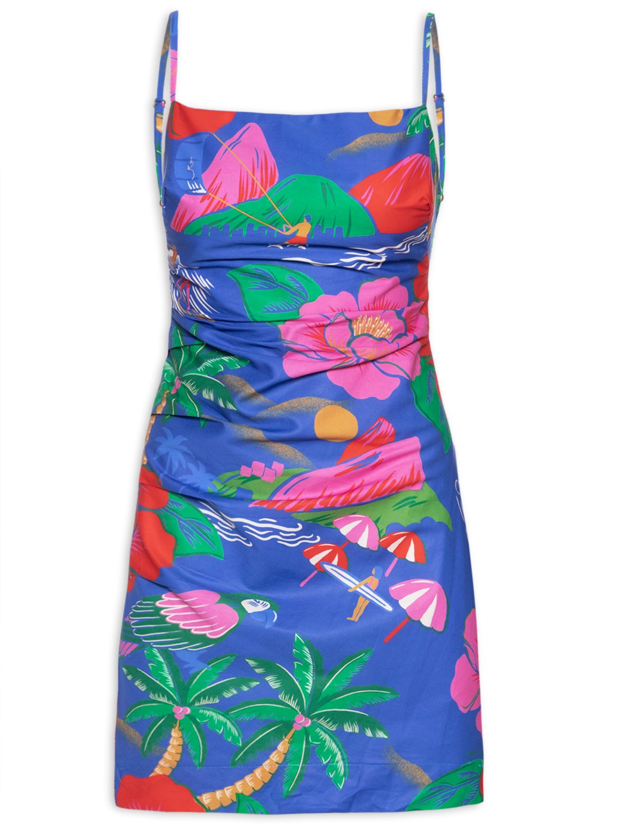 Vestido Curto Rio De Flor Azul Farm