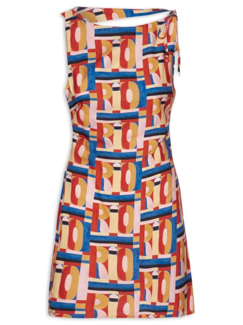 Vestido Curto Rio Gráfico - Rosa