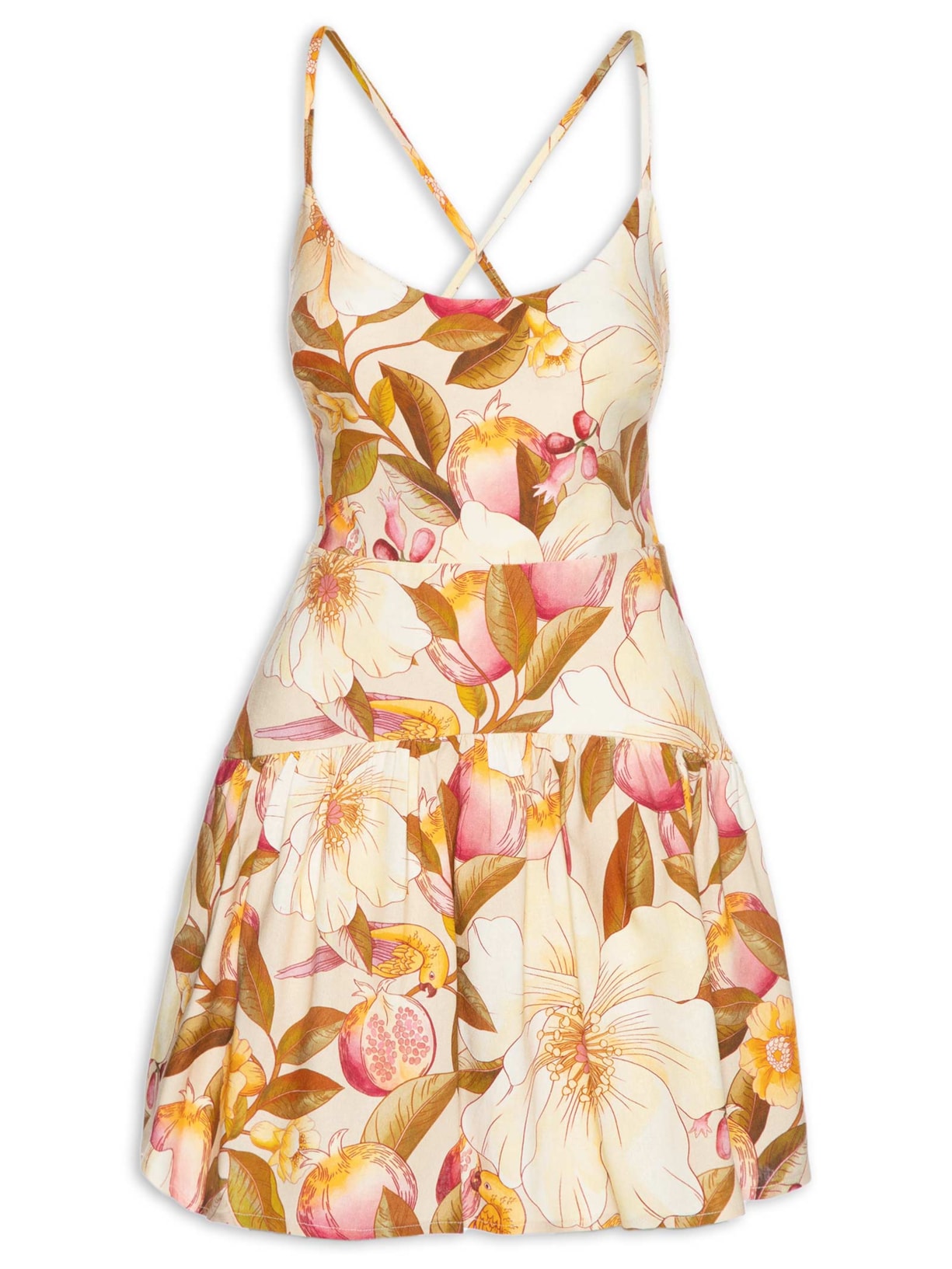 Vestido Curto Romance De Flor - Amarelo