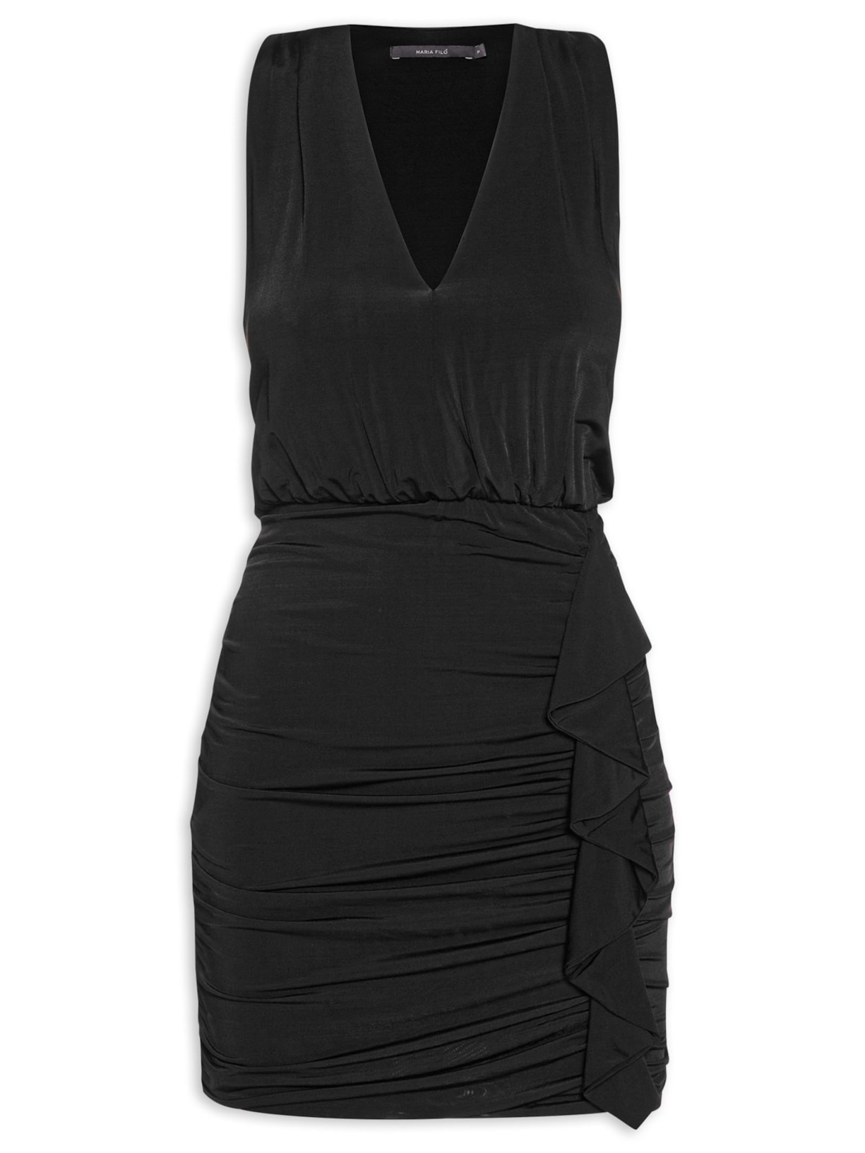 Vestido Curto Saia Drapeada - Preto