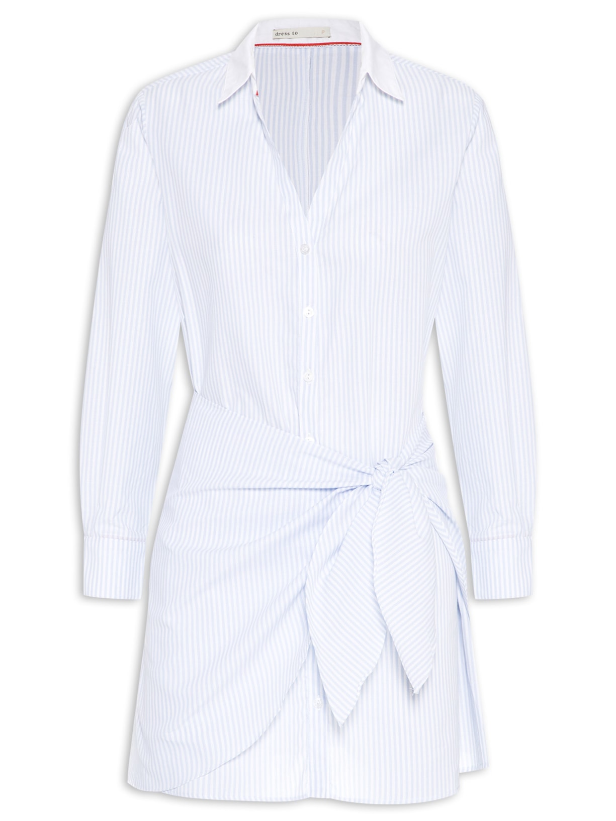 Vestido Curto Saia Sobreposição Listras - Azul