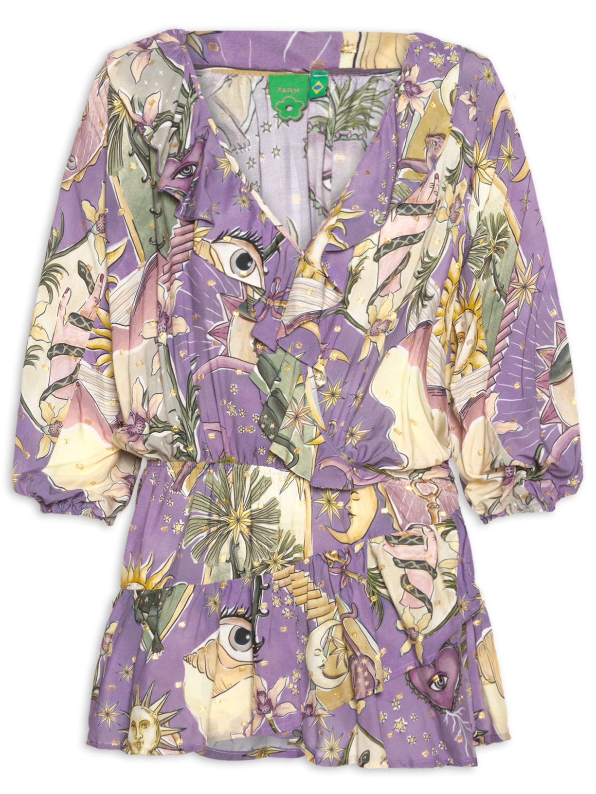 Vestido Curto Selva Mística Roxo Farm