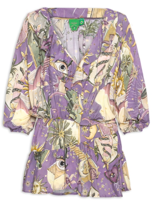 Vestido Curto Selva Mística - Roxo
