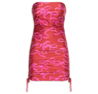 Vestido Curto Sem Alça Laços - Vermelho