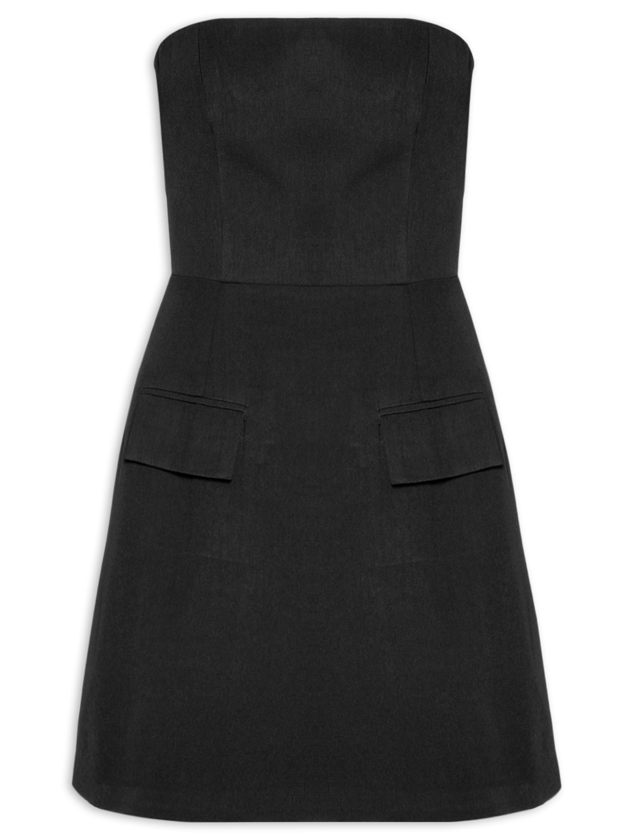 Vestido Curto Sem Alça - Preto