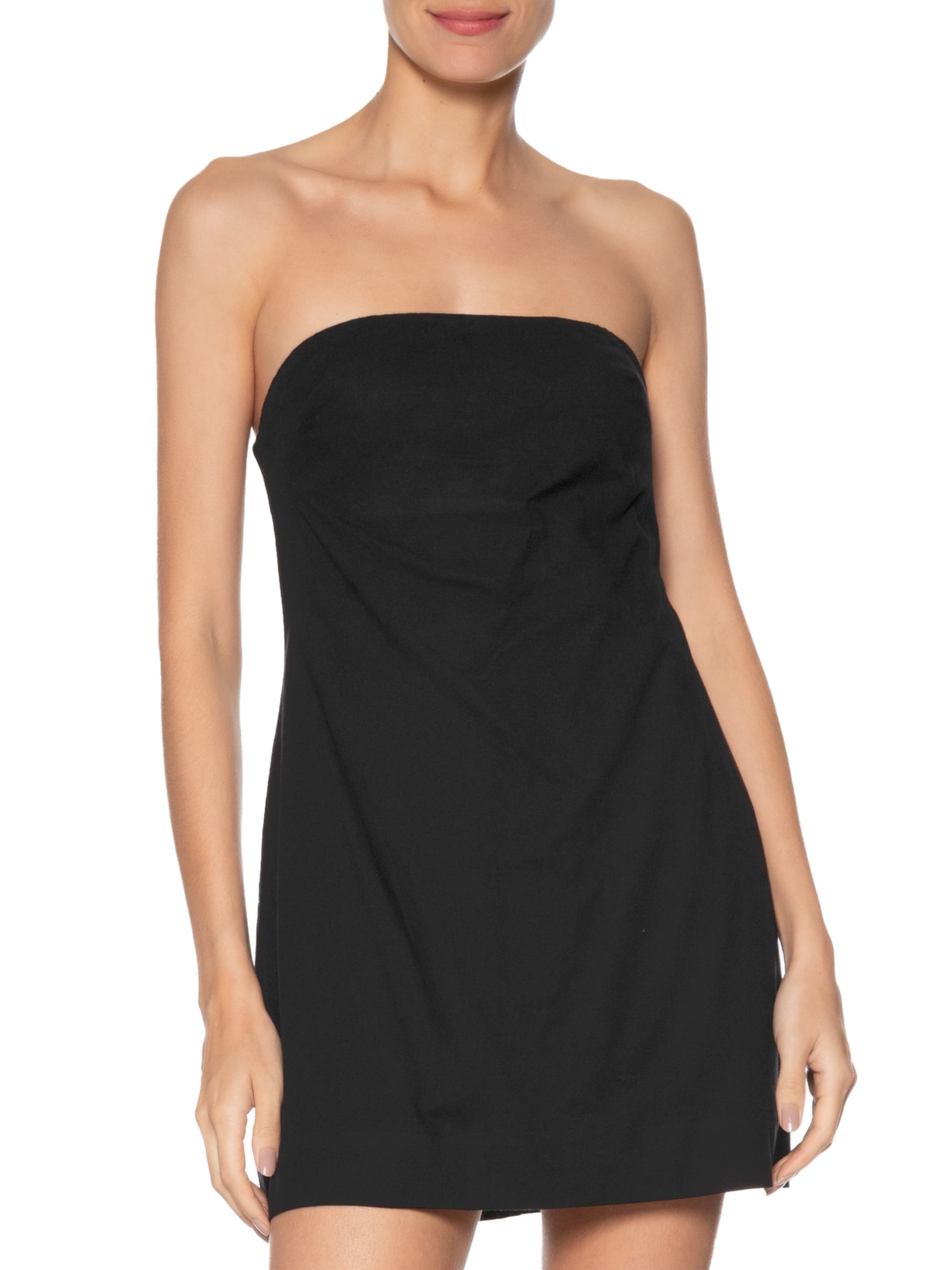 Vestido Curto Sem Alça Preto Farm