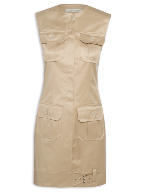 Vestido Curto Sem Manga - Bege