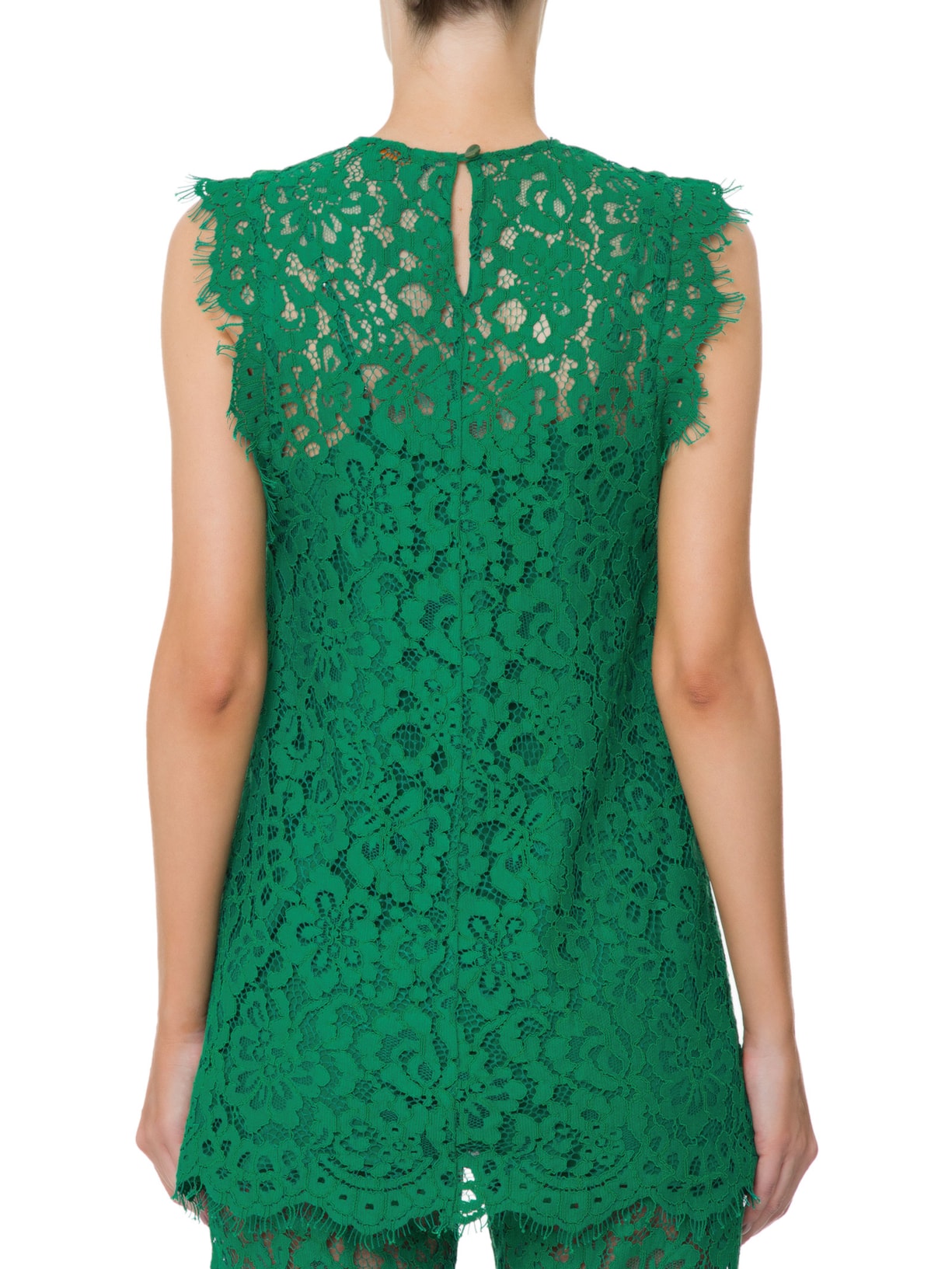 Vestido Curto Sem Manga De Renda Verde Animale