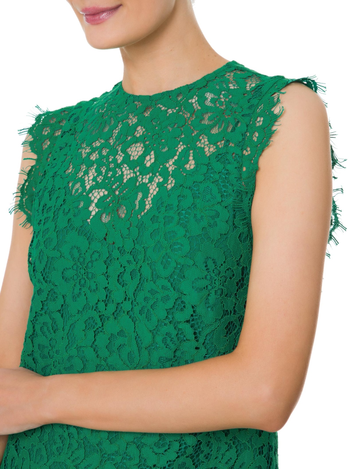 Vestido Curto Sem Manga De Renda Verde Animale