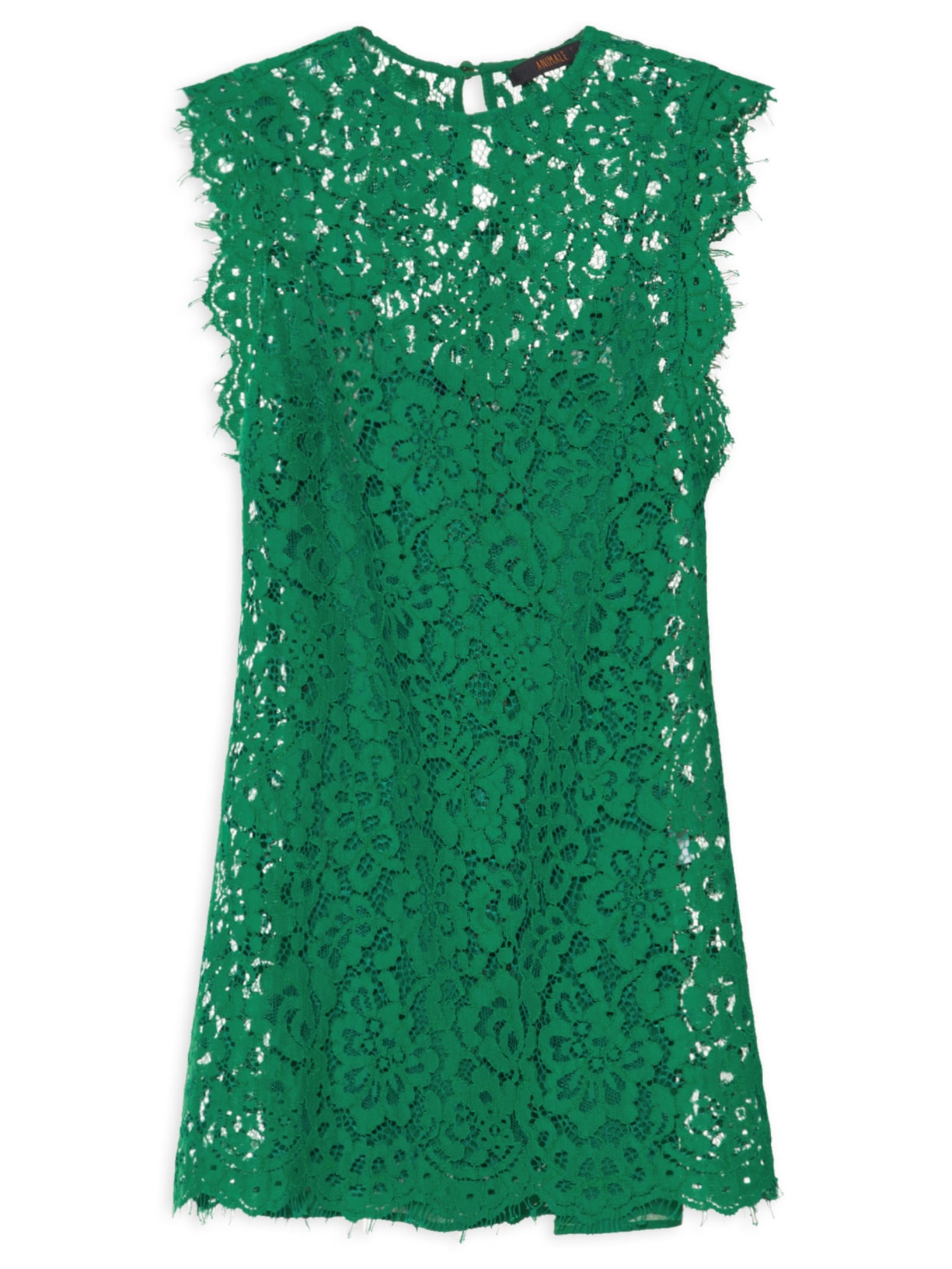 Vestido Curto Sem Manga De Renda - Verde
