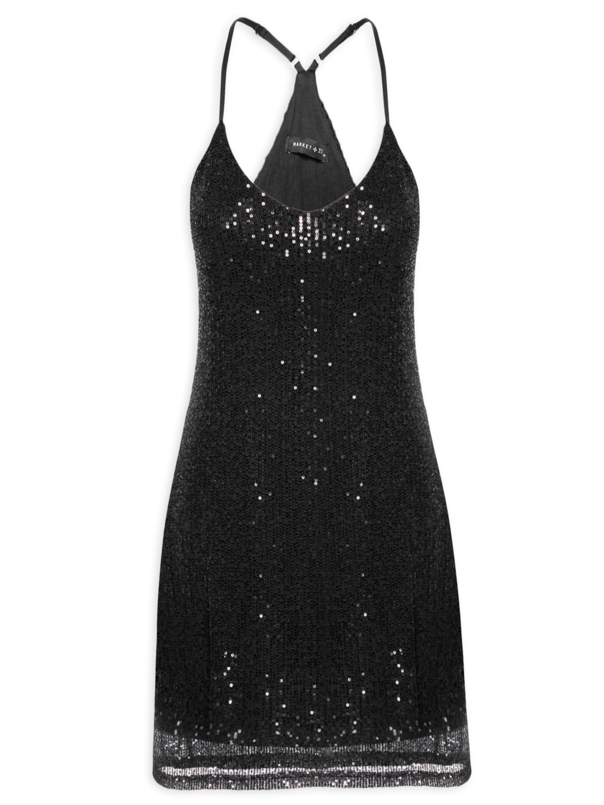 Vestido Curto Sem Manga Em Paetê Preto Market 33