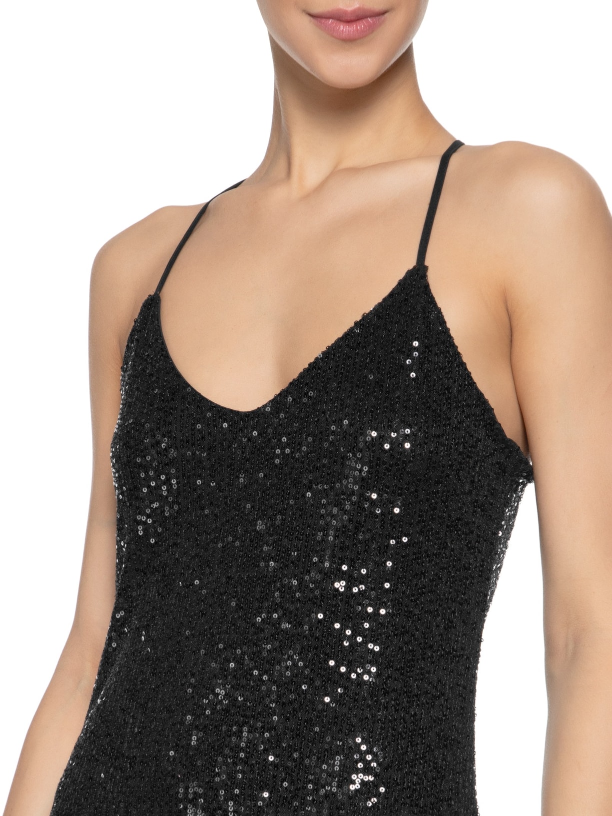 Vestido Curto Sem Manga Em Paetê Preto Market 33