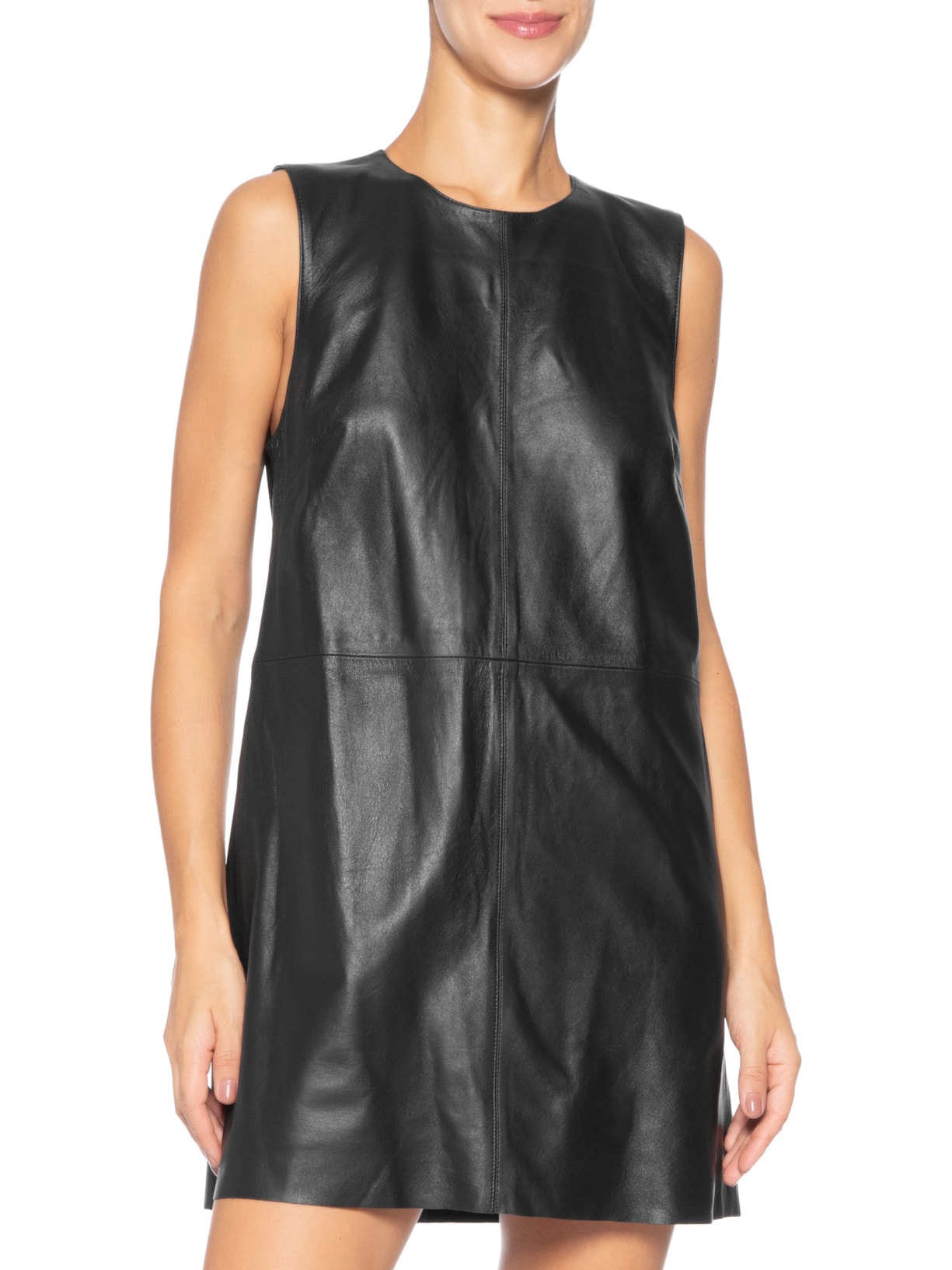 Vestido Curto Sleeveless Couro Preto Osklen