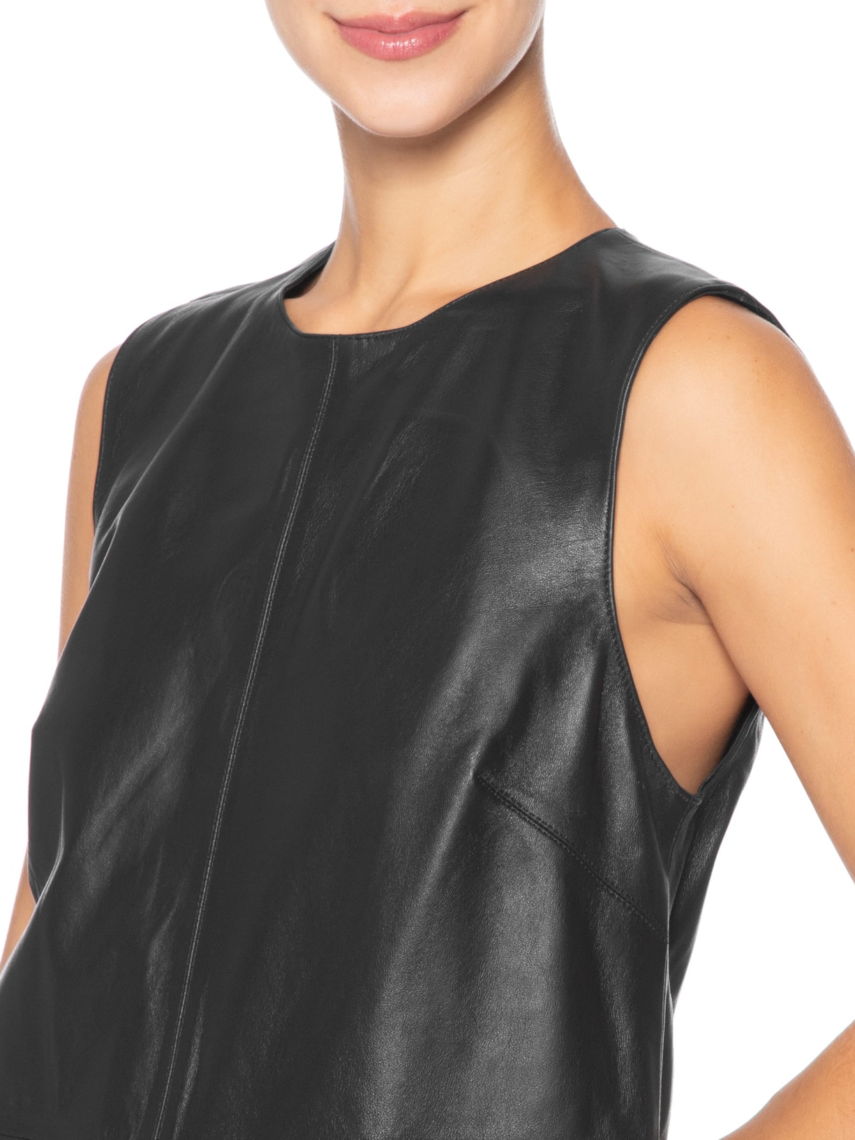 Vestido Curto Sleeveless Couro Preto Osklen