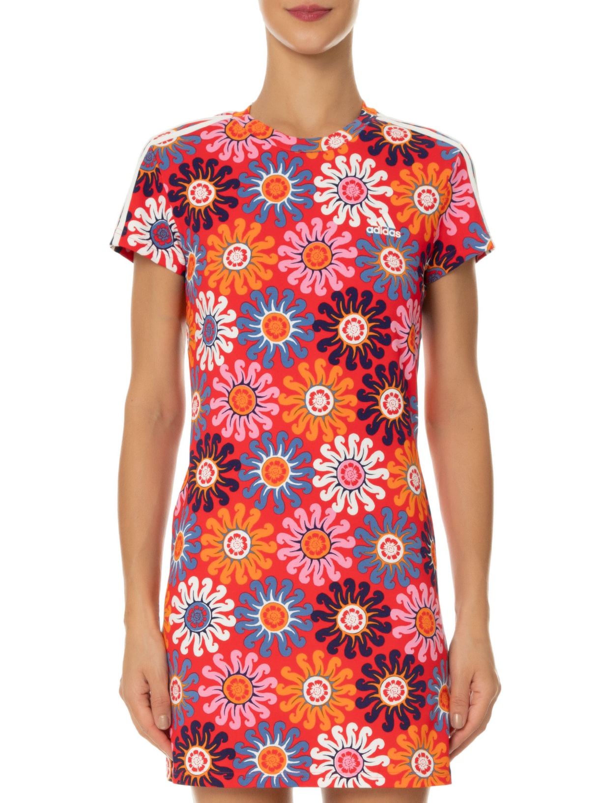 Vestido Curto Slim Vermelho Adidas + Farm