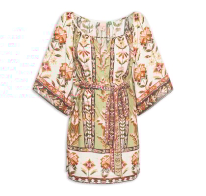 Vestido Curto Tapete de Cor - Verde