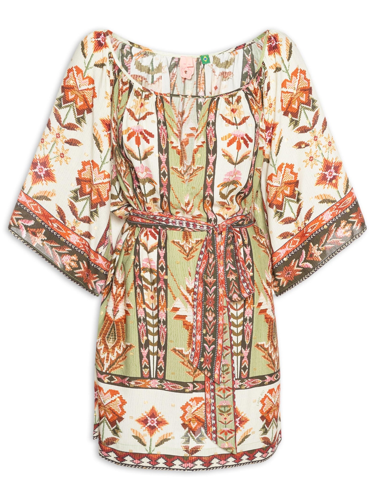 Vestido Curto Tapete de Cor - Verde