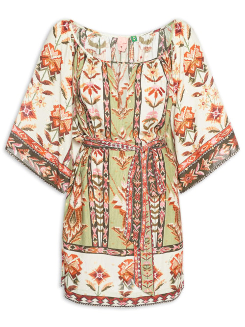 Vestido Curto Tapete de Cor - Verde