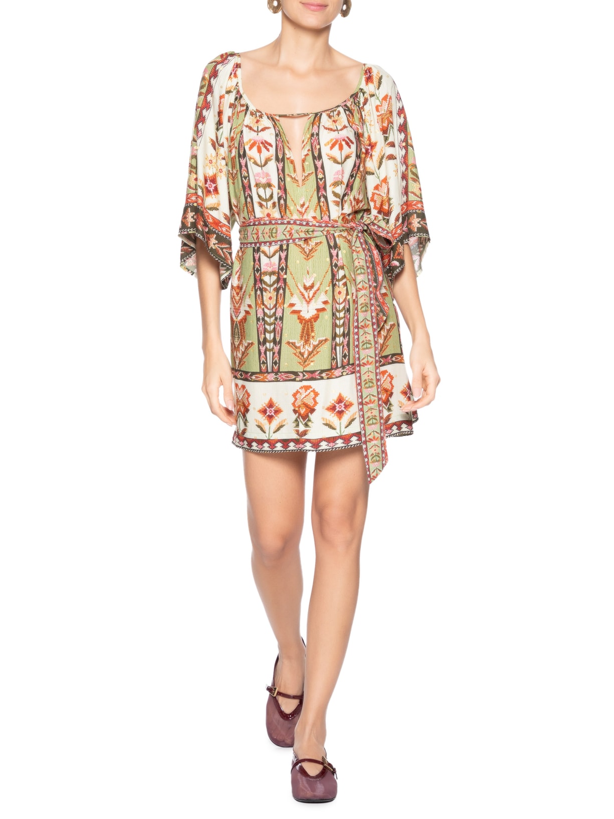 Vestido Curto Tapete de Cor Verde Farm