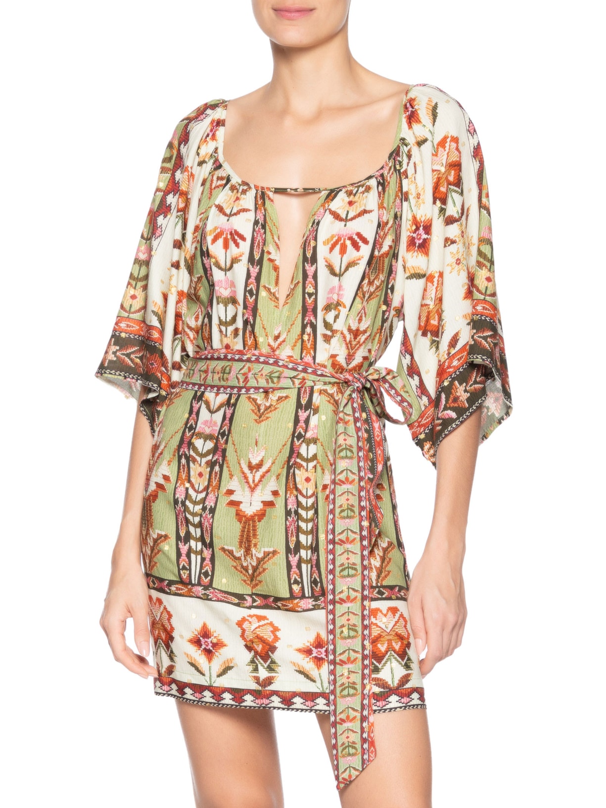 Vestido Curto Tapete de Cor Verde Farm