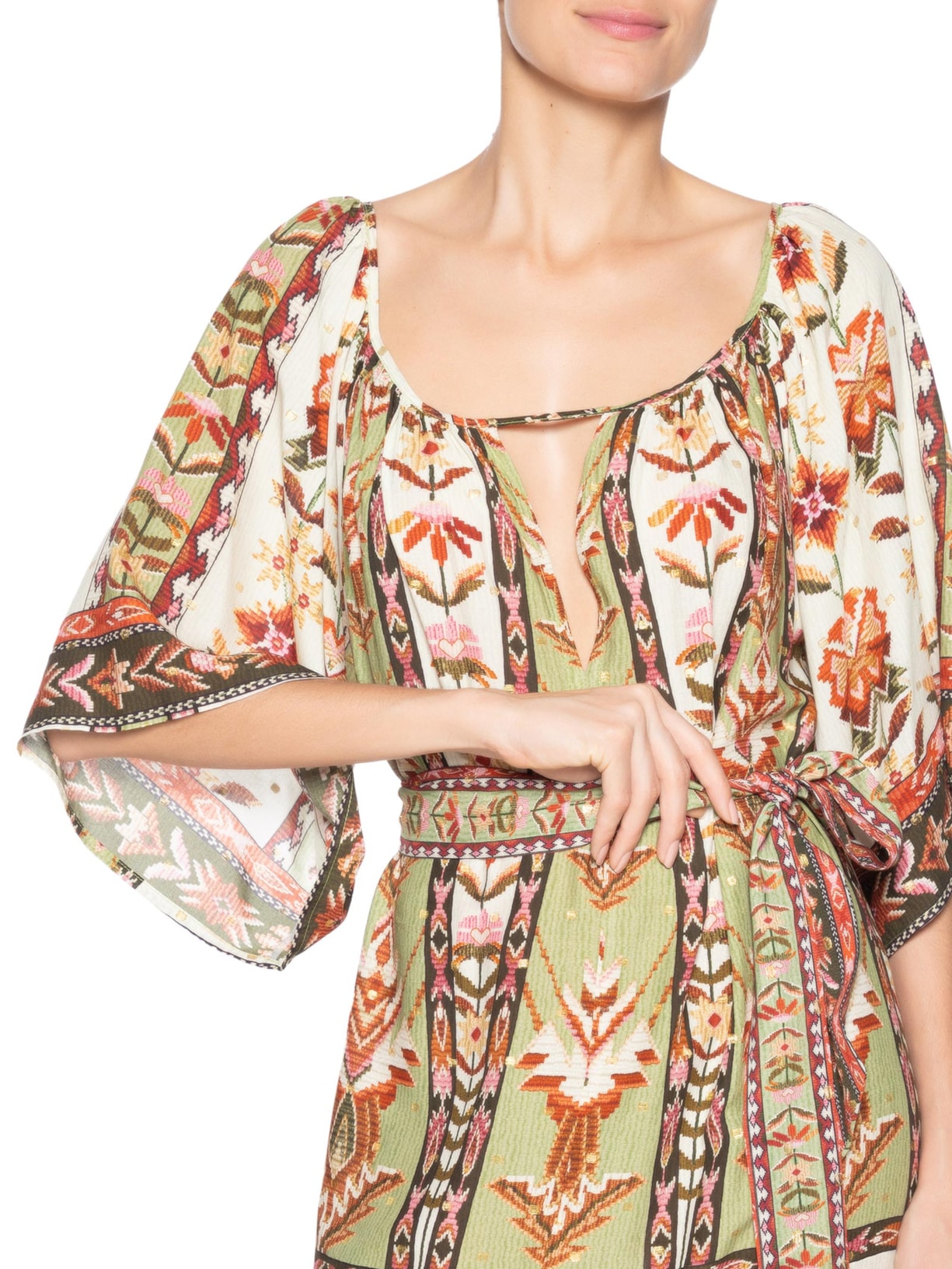 Vestido Curto Tapete de Cor Verde Farm