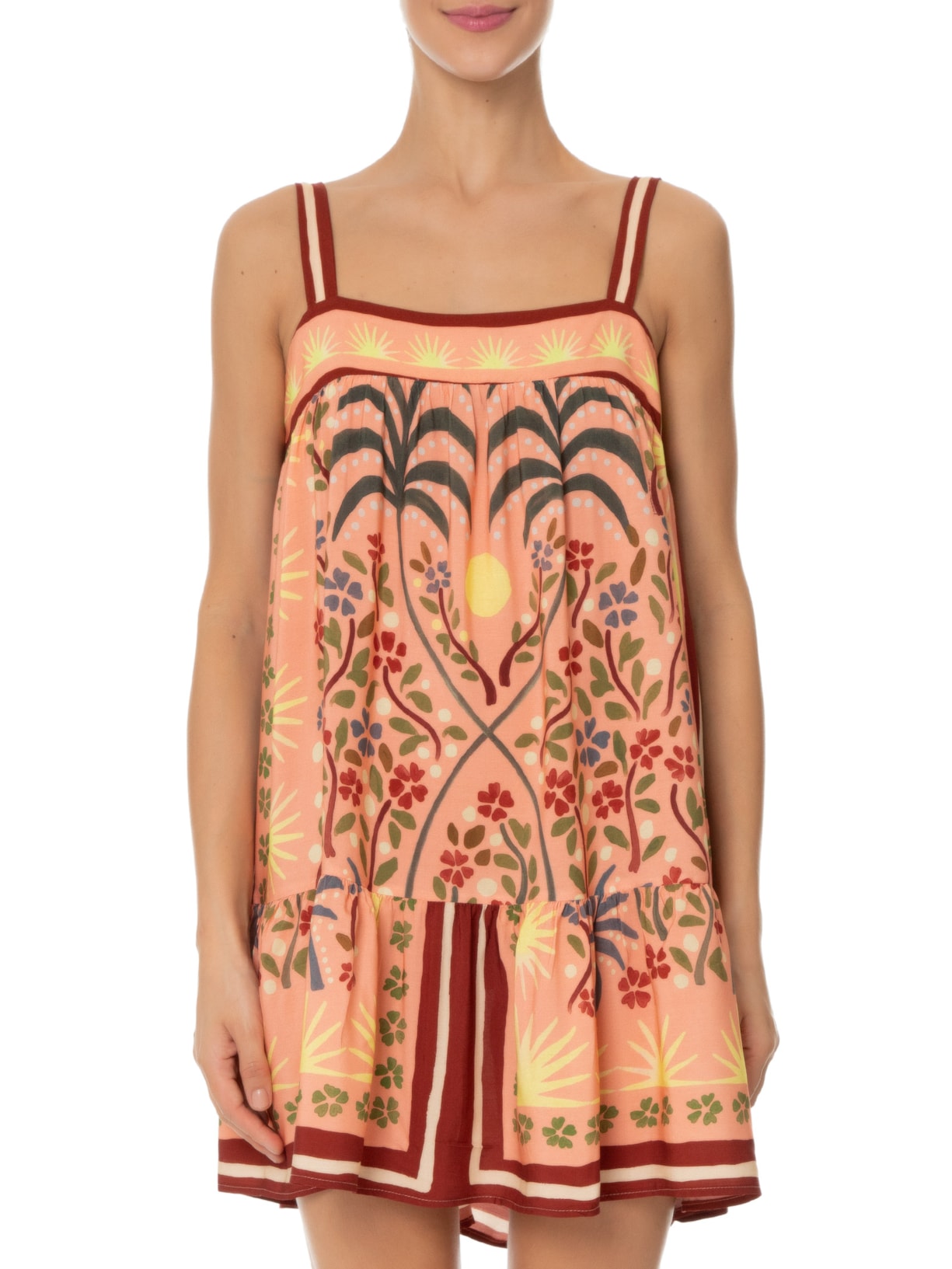 Vestido Curto Tarde De Verão Rosa Farm