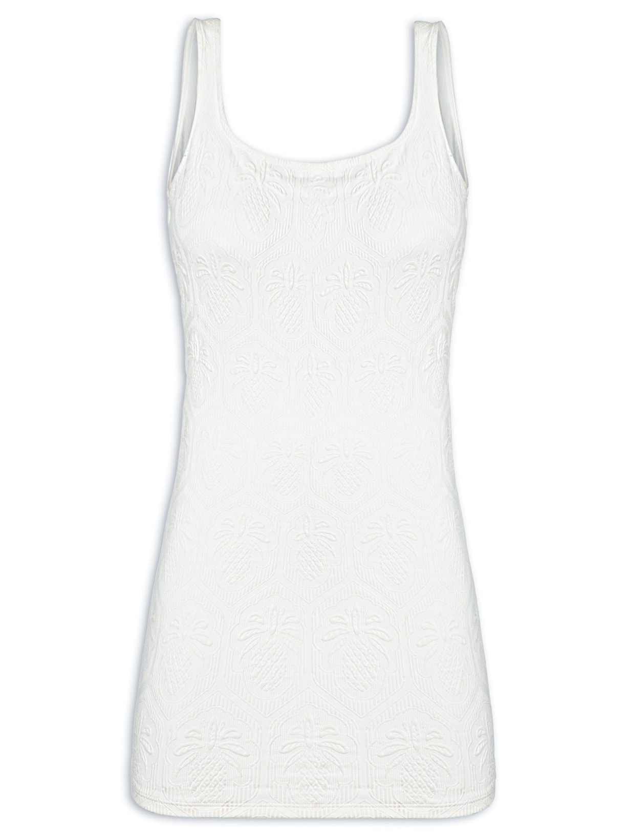 Vestido Curto Textura Abacaxi - Off White