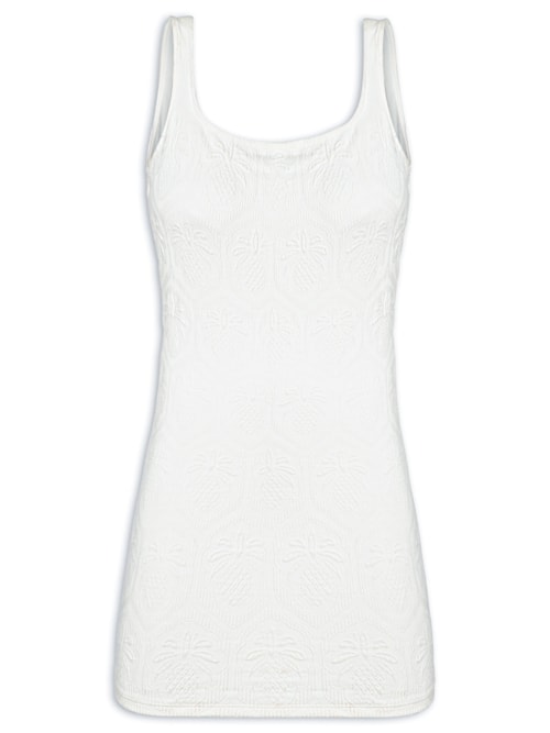 Vestido Curto Textura Abacaxi - Off White