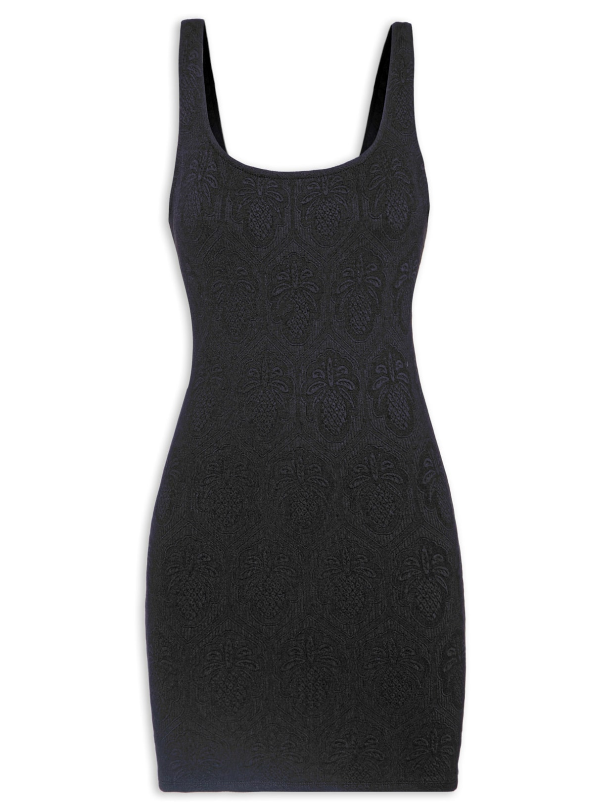 Vestido Curto Textura Abacaxi - Preto