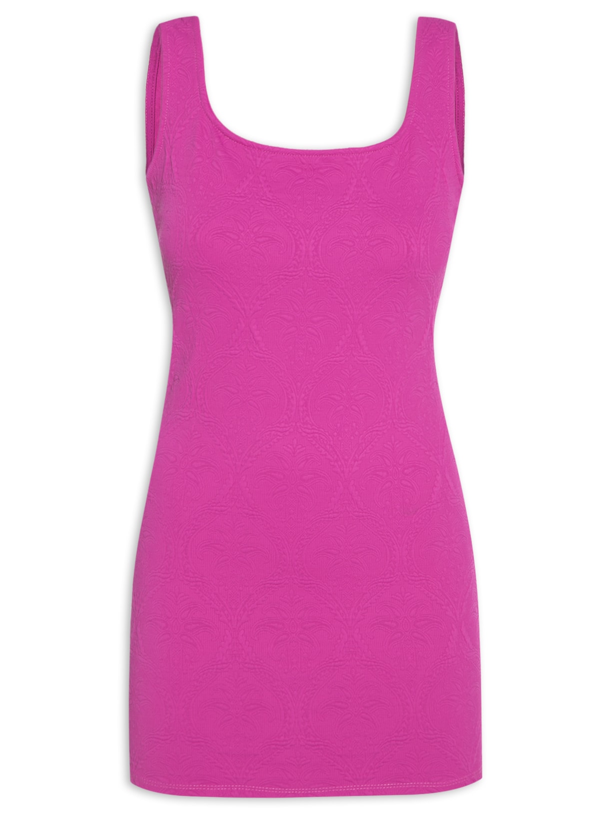 Vestido Curto Textura Coqueiro - Rosa