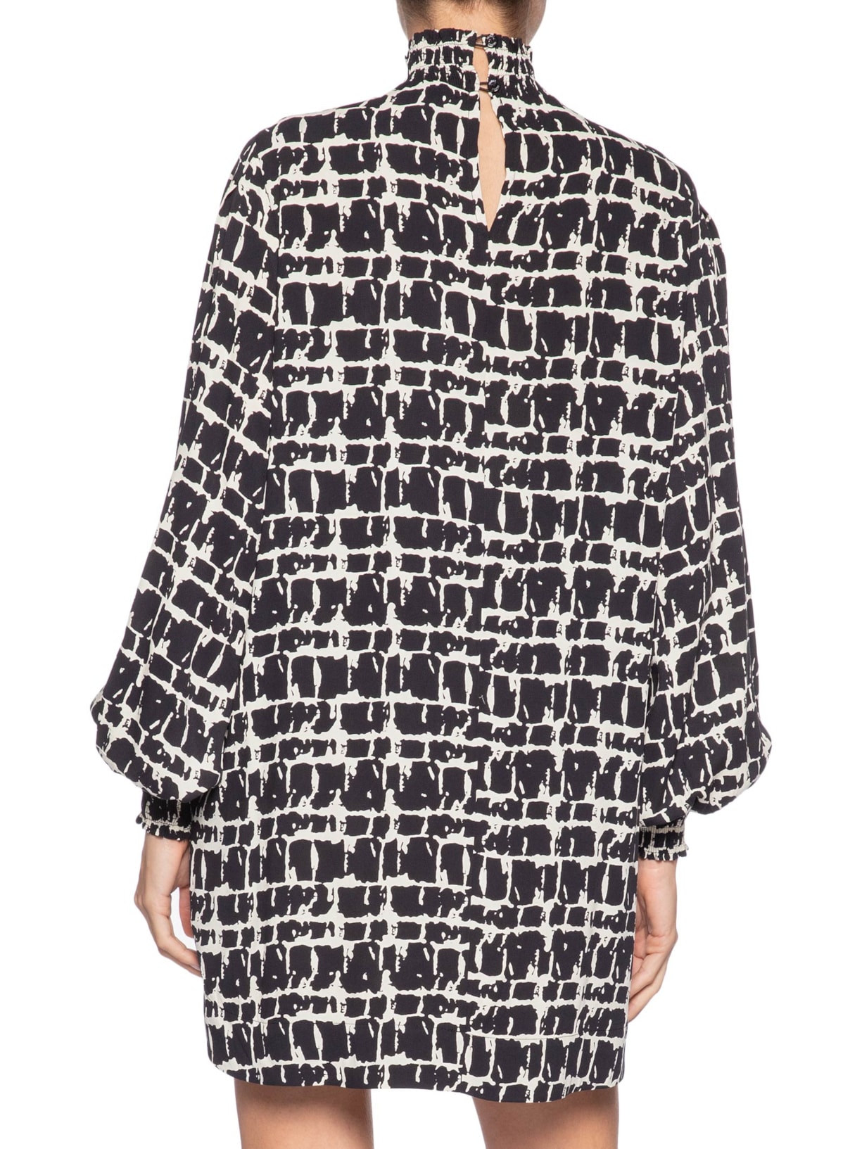 Vestido Curto Textura Xadrez Preto Animale
