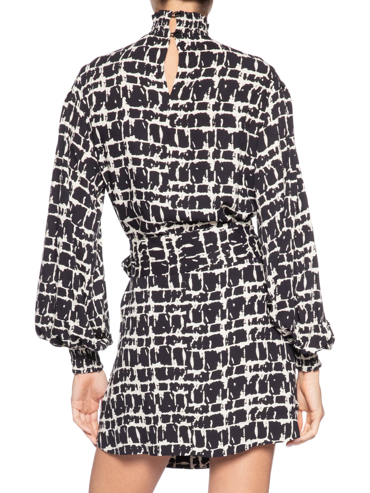Vestido Curto Textura Xadrez – Preto Animale